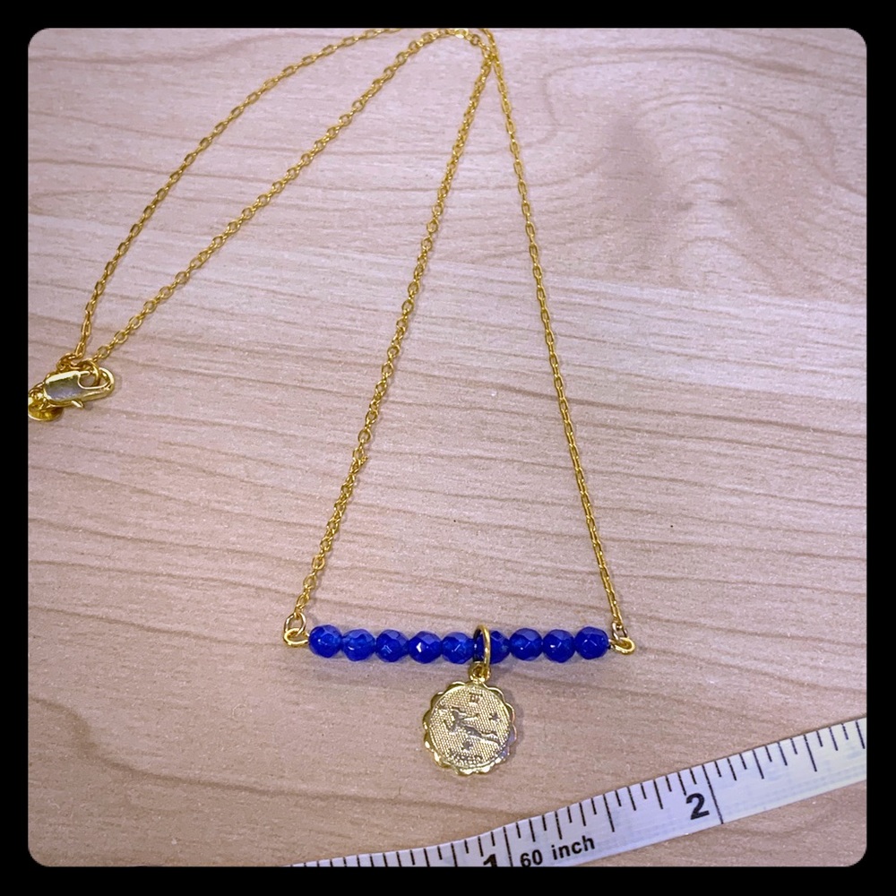 Virgo theme Sapphire Gold Necklace